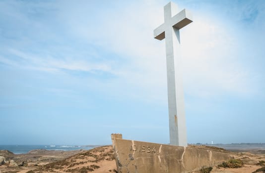detail view on the Calvary of the sailors of the Pointe du Chatelet built in 1934 on the island of Yeu, France