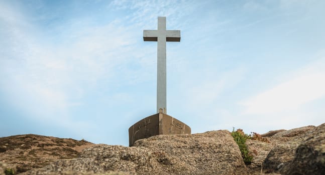 detail view on the Calvary of the sailors of the Pointe du Chatelet built in 1934 on the island of Yeu, France