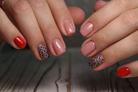 gel lacquer manicure on a textured trendy background