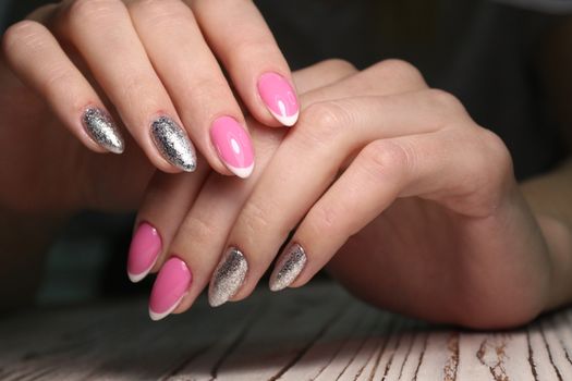 gel lacquer manicure on a textured trendy background