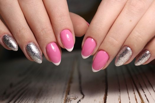 gel lacquer manicure on a textured trendy background