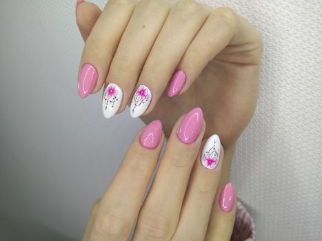 stylish design of manicure on long nails