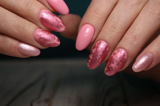 stylish design of manicure on long beautiful nails