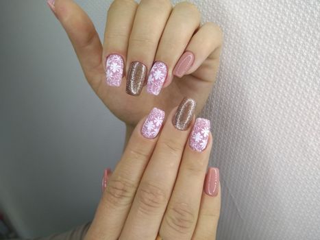 stylish design of manicure on long nails