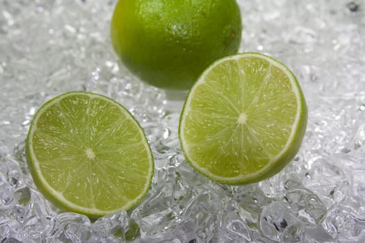 fresh lime on cold ice