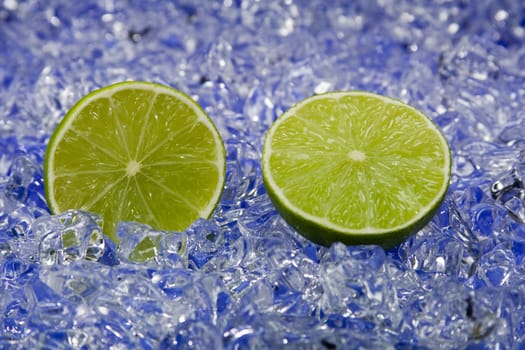 fresh lime on cold ice