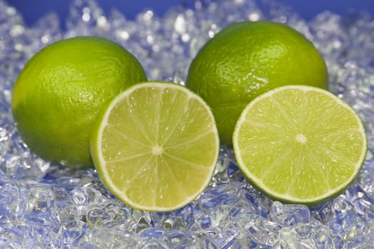 fresh lime on cold ice