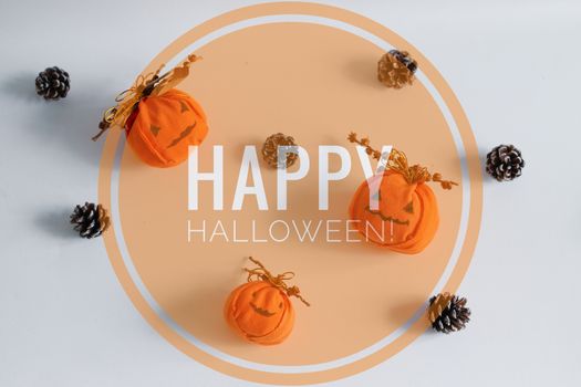 Happy Halloween greetings text against a cute jack o lantern design background