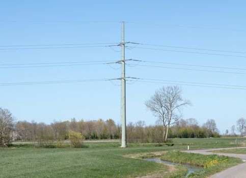 Electricity pole in nature, Friesland, the Netherlands