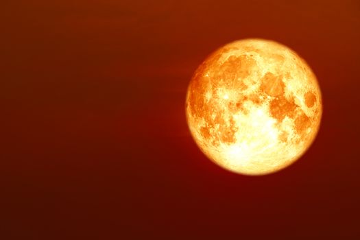 harvest blood moon back on silhouette red orange cloud and night sky, Elements of this image furnished by NASA