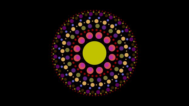 art dot fade circle and outside small circle multi fresh black light tone on black isolated