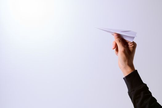 Folding paper rocket handle Against a white background