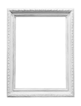 White wooden picture frame isolated on white background with clipping path