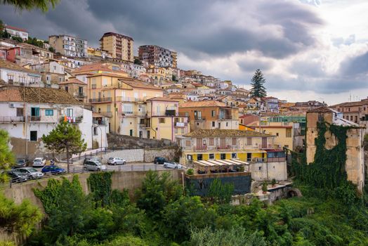 View of residential buildings in Pizzo just before the storm.