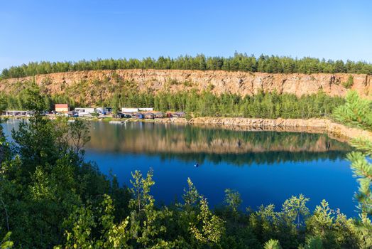 View of diving center called Koparki in an old quarry in Grodek park in Jaworzno, Poland