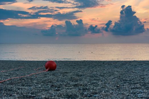 Picturesque sunset on the Calabrian beach in Italy