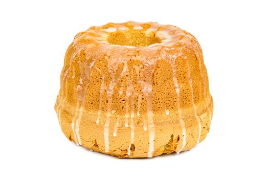 Bundt Cake with sugar glaze isolated on white background with clipping path