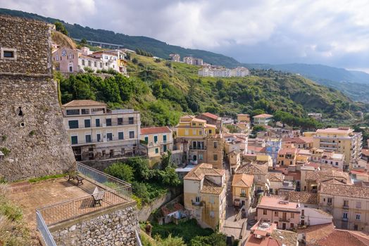 View of rooftops in Pizzo town, Calabria, Italy