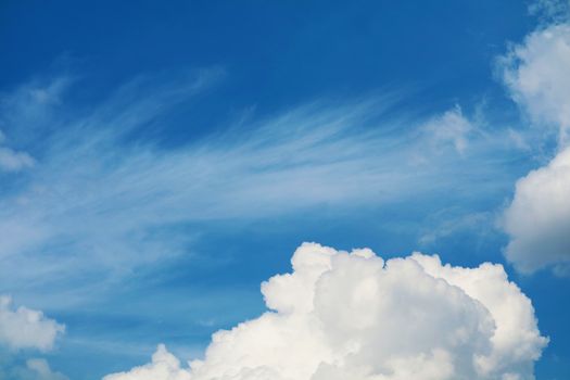 pure heap cloud and sunlight shining and pass on blue sky in summer season