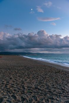 Vertical view of evening at the Tyrrhenian sea in Calabria, Italy