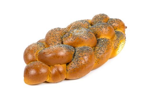 Fresh whole challah bread isolated on white background with clipping path