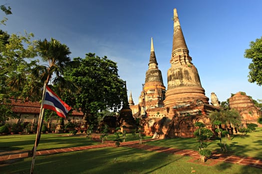 Phra Chedi Chaimongkhon, an ancient chedi pagoda at Wat Yai Chai Mongkhon Temple, a popular tourist destination in Phra Nakhon Si Ayutthaya province, Thailand