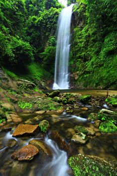 Beautiful mountains and Dadfa Waterfall natural attractions at Tai Rom Yen National Park in Surat Thani, Thailand