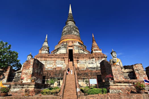 Phra Chedi Chaimongkhon, an ancient chedi pagoda at Wat Yai Chai Mongkhon Temple, a popular tourist destination in Phra Nakhon Si Ayutthaya province, Thailand