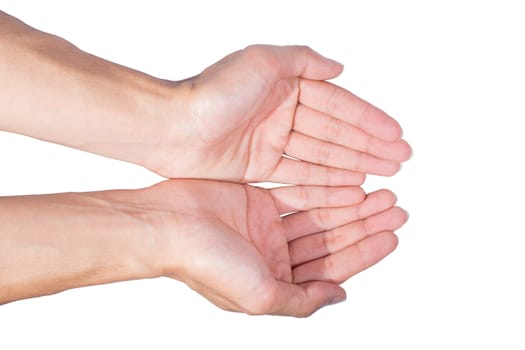 Hand gestures in a white background