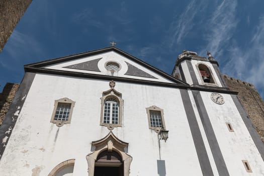 architectural detail of the Church of St. James (Igreja de Santiago) in Obidos, Portugal