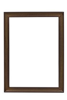 Brown wooden picture frame isolated on white background with clipping path