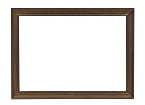 Brown wooden picture frame isolated on white background with clipping path