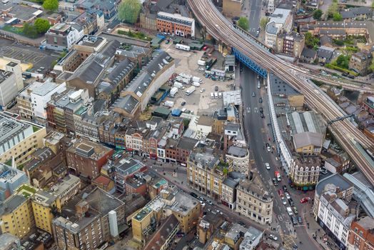 Aerial view of Southwark Street in cental London, UK