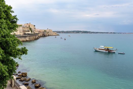 Waterfront of Ortygia Island in Syracuse, Sicily, Italy
