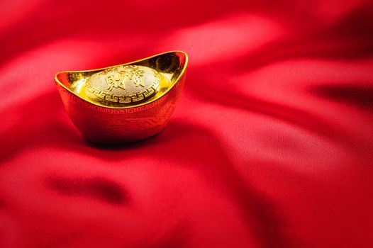 chinese gold ingot, chinese gold nugget. Chinese new year decoration concept.