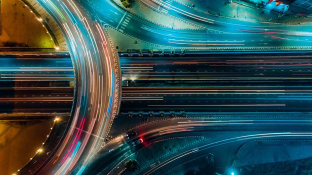 Expressway top view, Road traffic an important infrastructure in Thailand