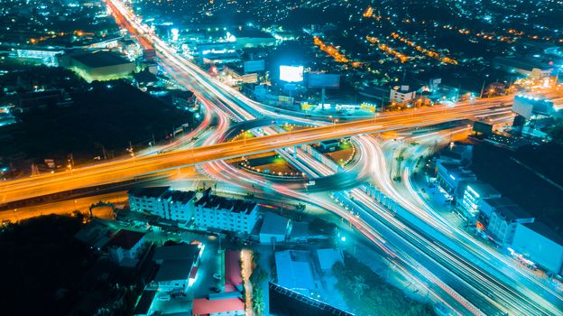 Expressway top view, Road traffic an important infrastructure in Thailand