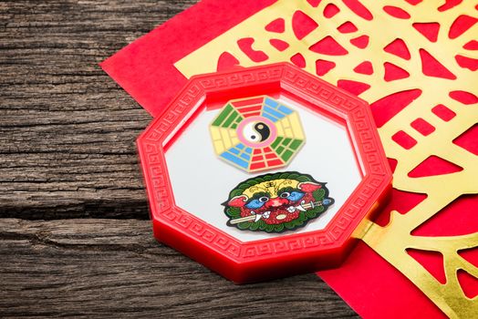 Octagon mirror or Feng Shui Bagua Mirror, Chinese use to repel negative energy.