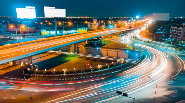 Expressway top view, Road traffic an important infrastructure in Thailand