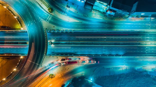 Expressway top view, Road traffic an important infrastructure in Thailand