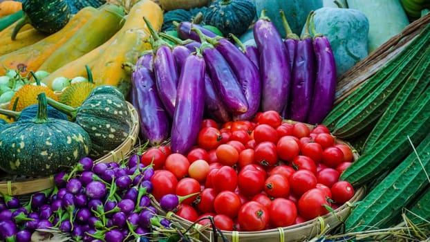 Close up colorful fresh vegetables.