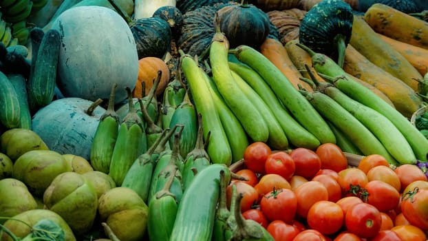 Close up colorful fresh vegetables.