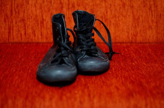 Old Black Leather Stylish Shoes, Vintage, Fashion