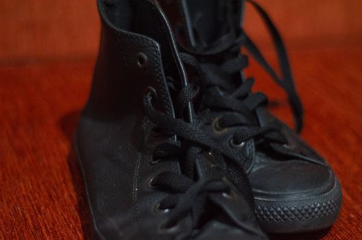 Old Black Leather Stylish Shoes, Vintage, Fashion