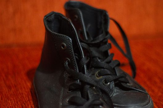 Old Black Leather Stylish Shoes, Vintage, Fashion