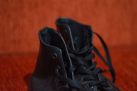 Old Black Leather Stylish Shoes, Vintage, Fashion