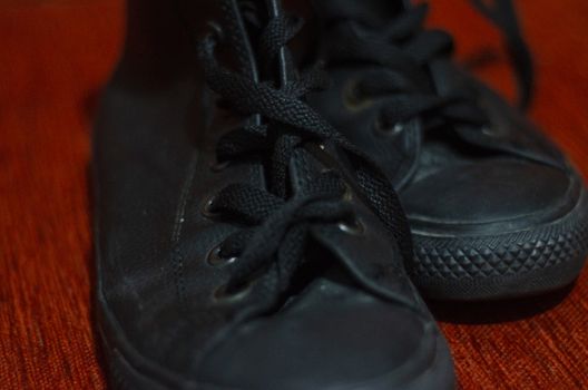 Old Black Leather Stylish Shoes, Vintage, Fashion