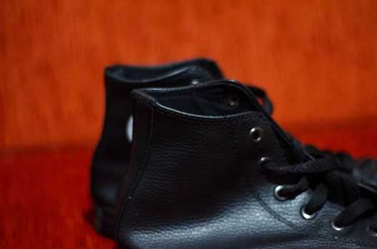 Old Black Leather Stylish Shoes, Vintage, Fashion