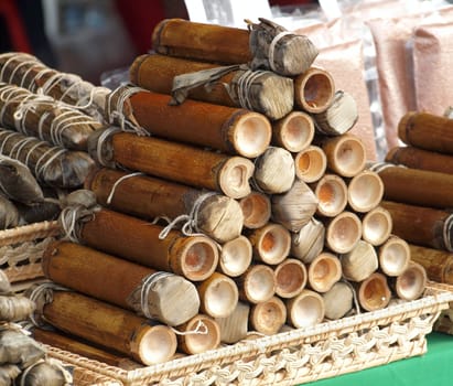 Rice cooked in bamboo tubes is a native Taiwan specialty
