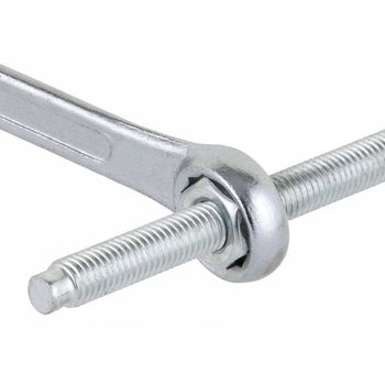 A ring spanner box end wrench with nut and bolt